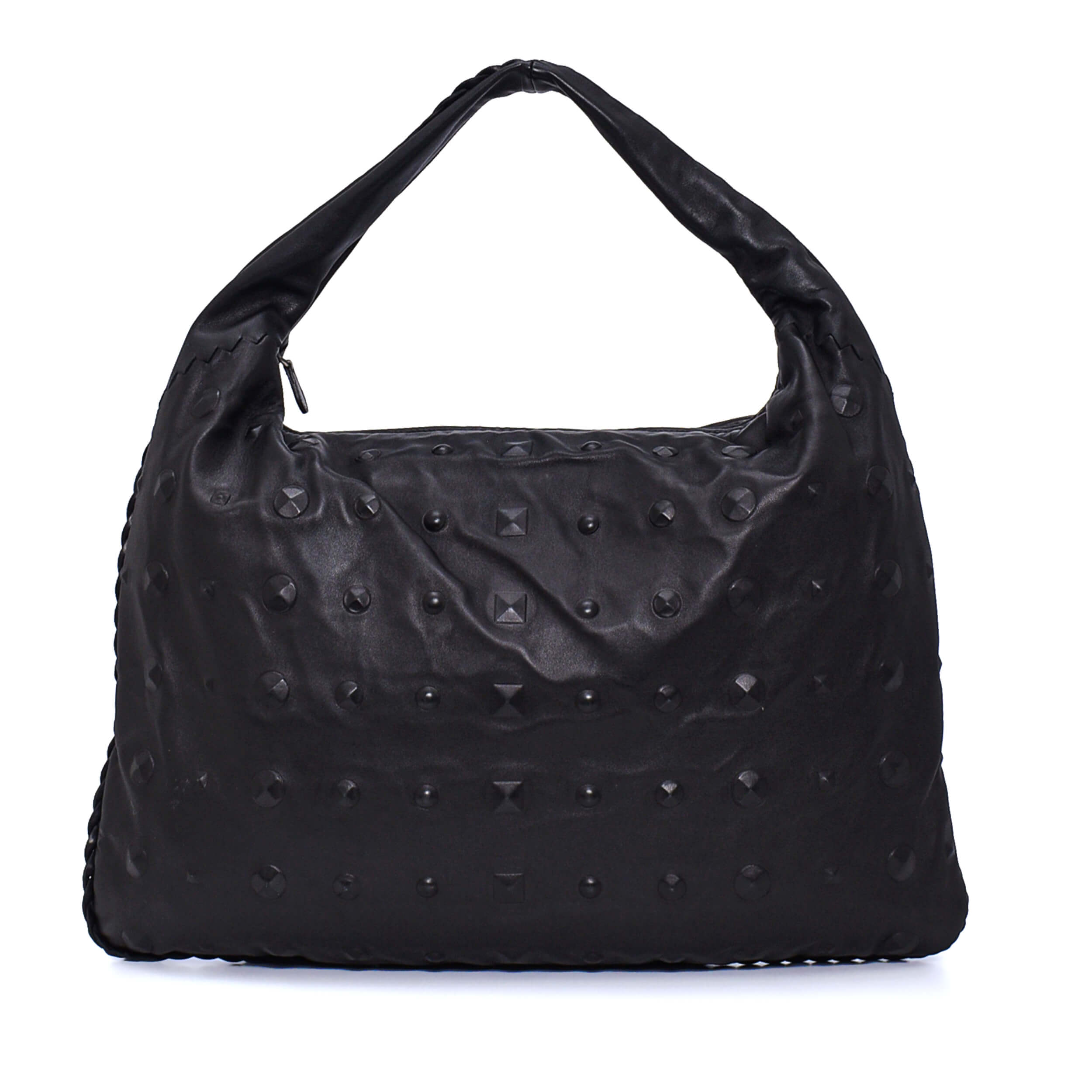 Bottega Veneta - Black Leather Stud Large Hobo Bag